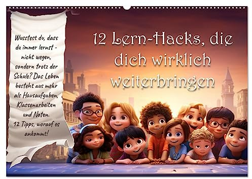 12 Lern-Hacks (Wandkalender 2026 DIN A2 quer), CALVENDO Monatskalender: Wie du am besten Lernen lernst - trotz Schule! (CALVENDO Orte)
