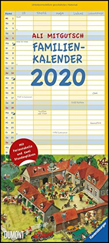 Ali Mitgutsch Familienkalender 2020 – Wandkalender – Familienplaner mit 5 Spalten – Format 22 x 49 cm: Rundherum in Stadt und Land