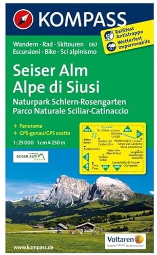 Seiser Alm /Alpe di Siusi: Wanderkarte mit Panorama, Radrouten und Skitouren. GPS-genau. 1:25000 (KOMPASS Wanderkarte, Band 67)