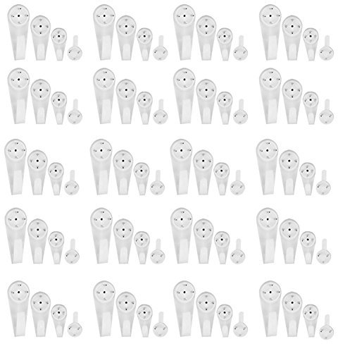 80 Pieces Assorted 4 Sizes Non-Trace Large Medium Small Extra Small Hardwall Drywall Picture-Hanging Hook Clock Hanger Wall Picture Hook Frame for Hanging Paintings Wedding Photos Mirror Wall Studs