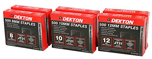 Dekton 3000pc Staple Assortment-Heavy Duty Staples for Staple Guns, 6-8-10-12mm Sizes| Ideal For Valances, Shelving, Stripping, Carpeting, Insulation| Durable Galvanized Steel| Compatible with Stapler