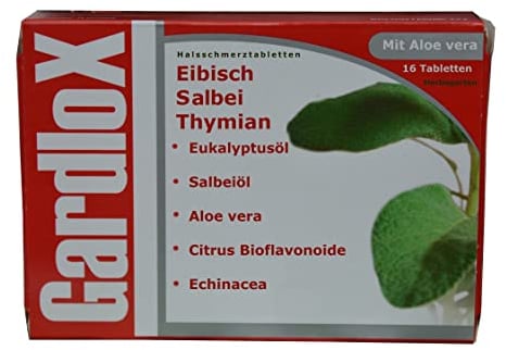 Gardlox Halsschmerzen Lutschtabletten, 16 St., Eibisch, Salbei, Thymian, Eukalyptusöl, Echinacea, Vit. C, Rachenentzündung, -Reizung, Heiserkeit, erkältungsmittel globuli erkältung, medikamente