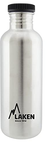 Bot. ac. inox Basic 1000ml - Negro tapón rosca plástico