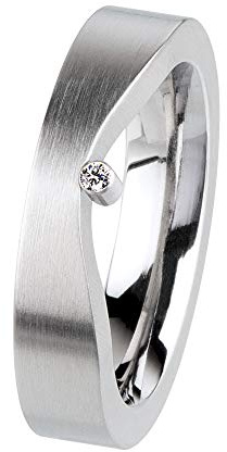Ernstes Design Ring R302 edvita Edelstahl mattiert Zirkonia 5 mm 48-65
