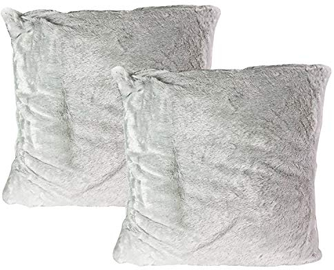 Mojawo 2 Stück Hochwertige Kissenbezüge Kissenhülle Bezüge Sofa Kissen Fell-Optik 50x50cm Weiß Reißverschluss