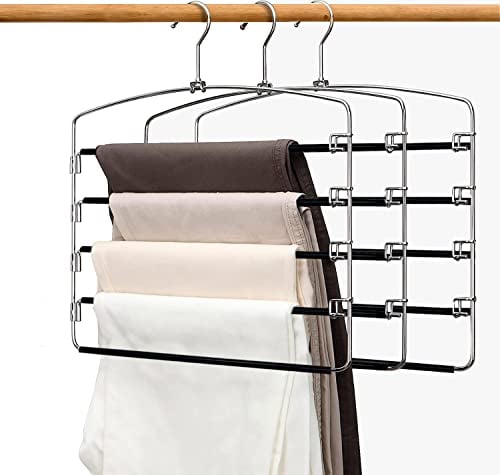 devesanter Hosenbügel, platzsparend, rutschfest, Hosenbügel, Edelstahl, platzsparend, für Hosen, Jeans, Schal, zum Aufhängen, Schwarz (3 Stück)