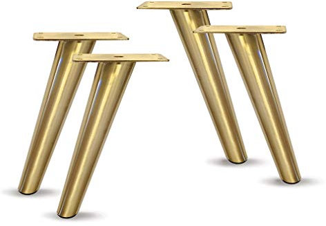 AKB Hardware Slant Furniture Metal Legs - Set of 4 New, Plated (Brushed Brass 6-3/4H)