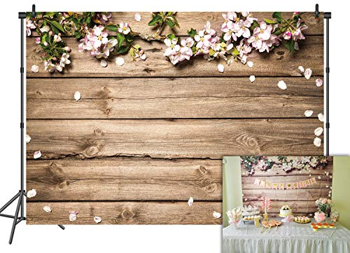 Toile de fond rustique en bois pour mariage, décoration de plancher, arrière-plans de photographie florale, fête de nuptiale et d'anniversaire, bannière de studio photo 7 x 5ft