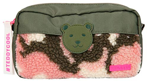 Depesche 11195 TOPModel - Schlamper-Etui, olivgrünes Mäppchen mit Teddy-Fell im Camouflage-Look, für Stifte und andere Schreibutensilien, ca. 7 x 10 x 20 cm groß