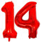 DIWULI Luftballon 14 Geburtstag XXL Rot - Zahl 14 Ballon