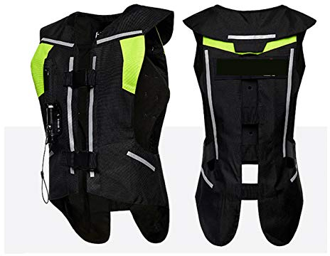Fahrrad-Airbagweste Anti-Sturz-Reflexweste Für Lokomotive Airbag Geeignet Für Motorradfahren Und Reiten (Keine CO2-Gasflasche) Fahrradausrüstung (Color : F Black, Größe : M)