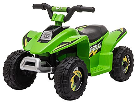 HOMCOM Quad Elettrico per Bambini da 18-36 Mesi Con Batteria Ricaricabile 6V, Velocità 2.8-4.6km/h e Marcia Avanti e Indietro, 72x40x45.5 cm, Verde