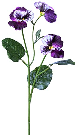 creativ home Kunstblume STIEFMÜTTERCHENZWEIG mit 3 Blüten ca.46cm. Veilchen, Pensee. violett LILA