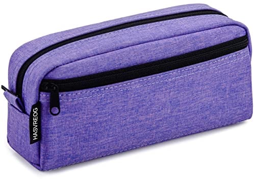 HASVREOG Big Capacity Pencil Case Large Capacity Pen Bag for Students Stationery Pouch Pencil Box Desk Organizer with Smooth Zipper Portable Pencil Pouch for School Office Supplies(Purple)