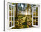 PICANOVA – Leinwandbild Sonnenaufgang im Kiefernwald Fenster 120x80cm – Premium Leinwanddruck – Wandbild Kunstdruck Auf 2cm Holz-Keilrahmen Für Schlaf- Und Wohnzimmer Wanddekoration – Kollektion Wald