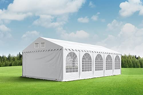 UK Tents 6m x 10m professional Marquee. White PVC approx. 550g/m² Includes: Gable ends, beautifully designed windows, Steel frame and ground bars