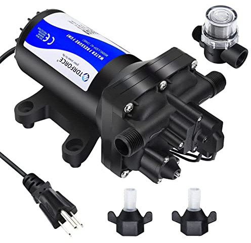 TDRFORCE Fresh Water Pump 5.5GPM Pressure Increase Booster Pump 75 PSI Transfer Pump 110V Self Priming on Demand Diaphragm Pump Washdown Pump for Boats Inline Water Pump for Garden Hose…