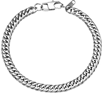 flintronic Armkette Herren Edelstahl, Herren Armband Panzerkette für Männer/Jungen, Schwer Glieder Link Armband, Armreif Hip Hop Rapper Modeschmuck 6mm Breit/21CM Lang