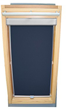 Sichtschutz-Rollo für VELUX Dachfenster für TYP VL Y/VU Y/VKU - Y21 - Farbe dunkelblau - mit BLENDE und Haltekrallen - KLICK Montage