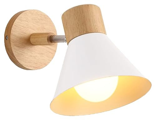 LIGKIN Wandleuchten Innen, Moderne Industrielle Wandlampe, E27 Drehbarer Wandleuchte Holz Dekorative Innenbeleuchtung für Schlafzimmer Wohnzimmer Flur Cafe, Ø18cm
