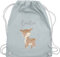 Turnbeutel Rucksack - Süßes Reh - Unisize - Pastell Blau - sportbeutel kindergarten wechselsachen beutel kita waldtiere name stoffturnbeutel personalisierte kinder tasche