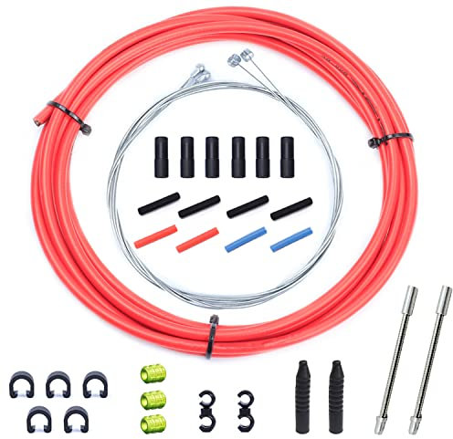 Bicycle Brake Cable Set of 2 Universal Cable Housing Kit Replacement for Mountain and Road Bike (Red)