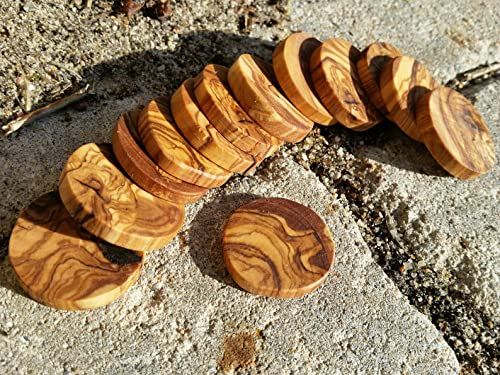 10 Holzscheiben/Astscheiben Olivenholz ca. Ø 4 cm