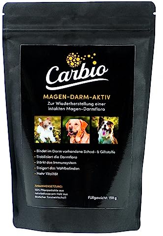 Carbio Hunde Magen-Darm-Aktiv - 150g - Für eine gesunde Verdauung, zur Vorbeugung und als natürliche Sofort-Hilfe bei Durchfall