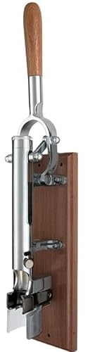 Virsus Cavatappi Professionale a Parete 2104, Lungo 55 cm, Struttura Cromata con Supporto in Legno misura 9x33,5 cm, Apribottiglie da Muro, Levatappi per bottiglie di vino