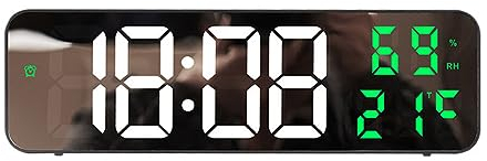 rongweiwang Großer digitaler LED Timer – klassisch, Zwei Leistungsoptionen, automatische Dimmung, Wandmontage oder Tischaufstellung, ABS Timer 15 groß, Schwarz+Weiß+Grün