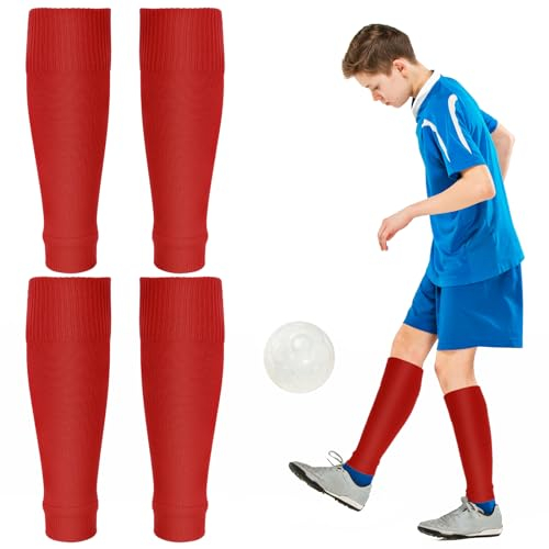 Abeillo 2 Paar Fußball Stutzen für Kinder Rot