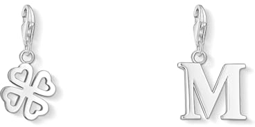 THOMAS SABO Damen-Anhänger Kleeblatt & M Buchstabe Charm Club 925er Sterlingsilber 0790-001-12 & 0187-001-12