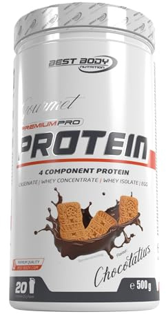 Best Body Nutrition Gourmet Premium Pro Protein, Chocolatius Dose, 4 Komponenten Protein Shake: Caseinat, Whey Konzentrat, Whey Isolat, Eiprotein, 500 g Dose