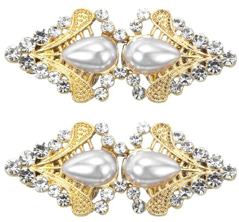 QUARKZMAN 2 Stück Vintage Pullover Clips Gold für Frauen | Cape Umhang Verschluss Retro Cardigan Clips Schal Kragen Verschluss Brosche Clip
