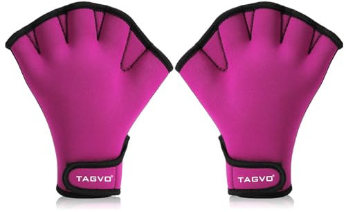 TAGVO Gants de Natation Gants Aquatiques Résistant à l'eau Gants Néoprène Palmés Gants d'entraînement pour Homme Femme Adulte Fitness Nage Surf Bain Gants Piscine Aqua Gants Rose