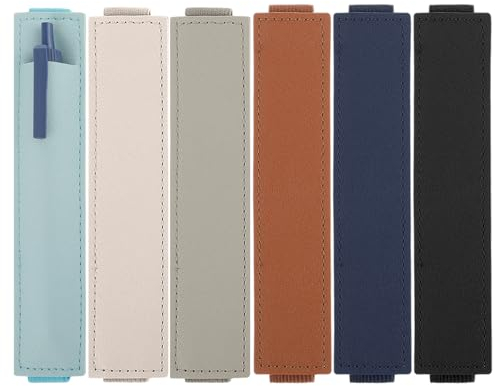 Mabor 6 Stück stifthalter,stiftschlaufe lederetui sfüller etui tifte Wasserdichtes PU-Lede Ledermäppchen federmäppchen klein für Füllfederhalter/Kugelschreiber/Eingabestift für Büro und Zuhause