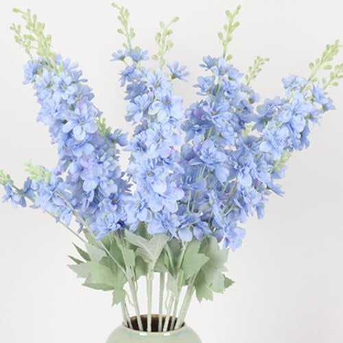 OUKEYI 6 fiori finti delphinium in seta, 85,1 cm, fiori artificiali a stelo lungo, per vaso alto, decorazione per la casa, matrimoni, feste (azzurro)