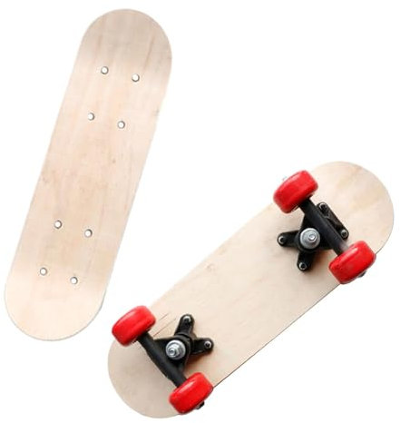 Milageto Holz-Skateboard-Deck, leeres Longboard-Deck, Skateboard-Zubehör für Jungen, Mädchen, Kinder, 43 cm mit Rad