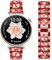 DEALELE Armband Kompatibel mit Huawei Watch GT5 Pro 42mm / GT5 41mm / GT4 41mm / Fossil Women's Gen 6 / Gen 5E 42mm / Garmin Venu 3S, 18mm Glitzer Strass Diamant Metall Armbänder für Damen, Rot