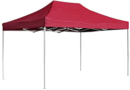 Gecheer Faltbar Profi-Partyzelt Sonnenschutz Zelt Pavillon 4,3 x 2,9 x 3 m (L x B x H) aus Oxford-Gewebe mit PVC-Beschichtung schützt,Gartenpavillon Gartenzelt Mit klappbarem Design,Weinrot