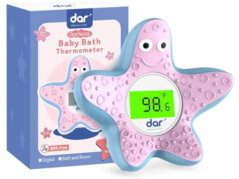 VILMA STORE - Termómetro Bañera Bebe Digital en Forma de Estrella de Mar | Termómetro Agua Bebé Preciso y Seguro con Pantalla LCD