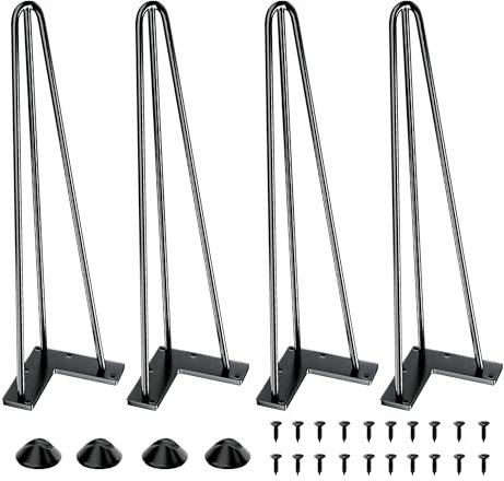 SANKEYTEW 36cm tischbeine Metall, 4er Set haarnadel tischbeine,füße für möbel couchtisch Beine tischbeine esstisch,mit Bodenschoner und Schrauben Verfügbar (36cm 3 Rod)