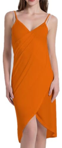 Frauen Sommer Halter Smocked Maxi Kleid mit Stoppen Halfter Hals Maxi Off-Schulter Kleid ärmel los Lange solide Taille Kleid-orange||2XL