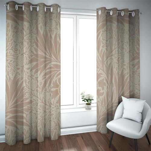 Deertweet Home Rideaux Rose poudré Morris Floral Botanical Window Curtains Rideaux isolés thermiquement pour Chambre Salon Rideaux assombrissants Rideaux Boho 2 Panneaux H290xB140