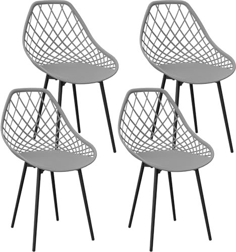 JIJIAN Chaise Salle a Manger Lot de 4,Chaise de Cuisine avec Pieds en Métal,Chaise scandinave,Confortable chaises de Salle à Manger, Chaise de Jardin,Grise