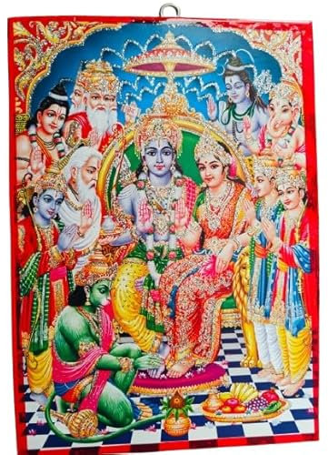 RAM DARBAR Foto, 12,7 x 17,8 cm, laminierter Wandbehang, Lord Shri Rama Darbar, Ayodhya, für Home Office, Karton