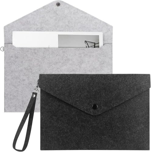 FDHBDF 2 Stück Filzmappe A5 Dokumententaschen Büromaterialtasche – Praktische Mappen mit Druckknopf für Büro und Schule, Leicht und Tragbar, Ideal zur Organisation von Dokumenten und Akten