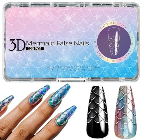 Faux ongles en gel sirène – Accessoires solides et doux pour le travail, la vie quotidienne, les fêtes, le shopping, les rendez-vous galants