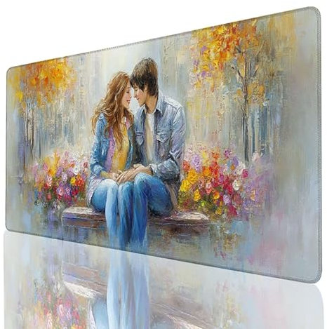 Mouse Pad Large Mouse Mat Gaming Mousepad, Color Mouse Pad 900x400x3mm, Waterproof Anti- Slip Rubber Base Desk Mat Large xxl Mouse Pad, Desk Pad Keyboard Mat for Office and Home Couple 50-5- 1