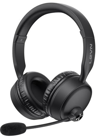 LEVN Bluetooth Headset, Bluetooth Headphones with Microphone (AI Noise Cancelling), 60Hrs Working Time Bluetooth 5.3 Wireless Headset with Mic & Mute Button for Work/Phone/Call Center/Computer/Laptop